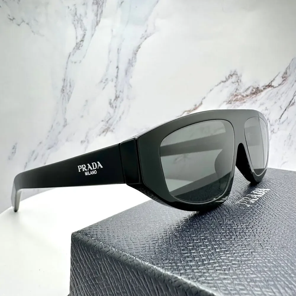 New PRADA Sunglasses Black Gray Lens 57-13-140 Authentic Prada - Picture 11 of 16